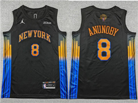 New York Knicks #8 OG Anunoby White Gold 2026 Finals Patch Baseball Jersey