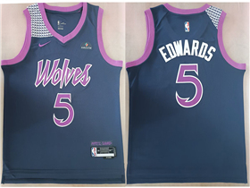 Minnesota Timberwolves #5 Anthony Edwards 2025-26 Deep Purple City Edition Swingman Jersey