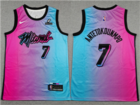 Miami Heat #7 Giannis Antetokounmpo Pink/Blue City Edition Swingman Jersey