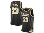 Los Angeles Lakers #23 Lebron James Black Gold Swingman Jersey