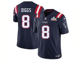 New England Patriots #8 Stefon Diggs Navy Super Bowl LX Limited Jersey