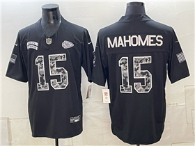 Kansas City Chiefs #15 Patrick Mahomes Black 2026 Salute To Service Limited Jersey
