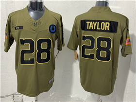 Indianapolis Colts #28 Jonathan Taylor Olive 2025 Salute To Service Limited Jersey