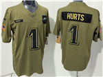 Philadelphia Eagles #1 Jalen Hurts Olive 2025 Salute To Service Limited Jersey
