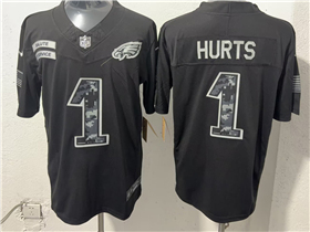 Philadelphia Eagles #1 Jalen Hurts Black 2026 Salute To Service Limited Jersey