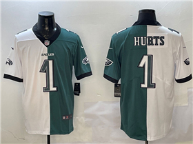 Philadelphia Eagles #1 Jalen Hurts White/Green Split Vapor Limited Jersey