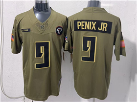 Atlanta Falcons #9 Michael Penix Jr. Olive 2025 Salute To Service Limited Jersey