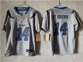 Detroit Lions #14 Amon-Ra St. Brown Youth 2026 Gray Rivalries Vapor F.U.S.E. Limited Jersey