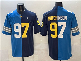 Detroit Lions Michigan Wolverines #97 Aidan Hutchinson Split Blue/Navy Vapor Limited Jersey