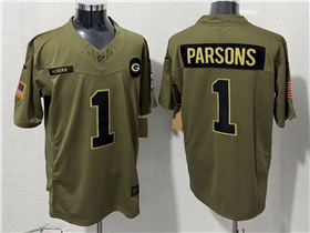 Green Bay Packers #1 Micah Parsons Olive 2025 Salute To Service Limited Jersey