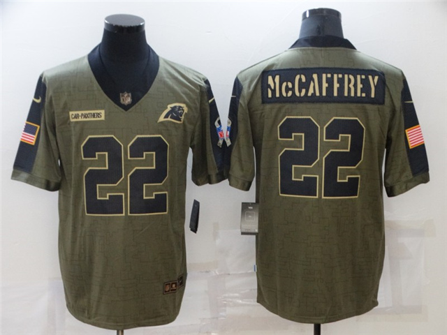 Carolina Panthers 22 Christian Mccaffrey 2021 Olive Salute To Service