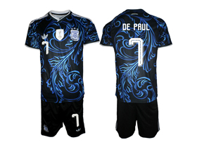 Argentina 2026 Away Navy Soccer Jersey with #7 De Paul Printing