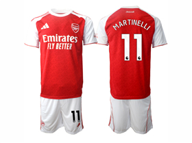 Arsenal F.C. 2025/26 Home Red Soccer Jersey with #11 MARTINELLI Printing