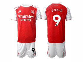 Arsenal F.C. 2025/26 Home Red Soccer Jersey with #9 G.JESUS Printing