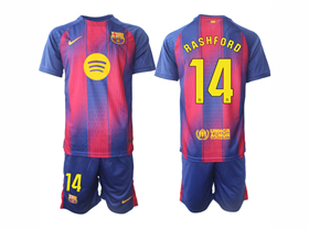 FC Barcelona 2025/26 Home Red/Blue Soccer Jersey with #14 Rashford Printing