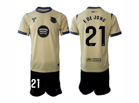 FC Barcelona 2025/26 Away Gold Soccer Jersey with #21 F.De Jong Printing