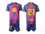 FC Barcelona 2025/26 Home Red/Blue Soccer Jersey with #21 F.De Jong Printing