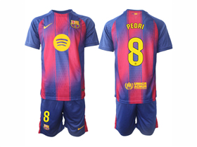 FC Barcelona 2025/26 Home Red/Blue Soccer Jersey with #8 Pedri Printing