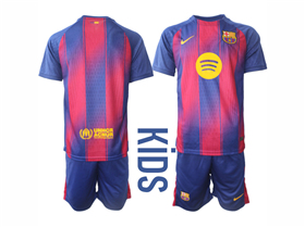 FC Barcelona 2025/26 Home Youth Red/Blue Soccer Jersey 