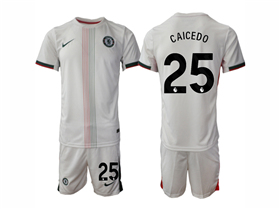 Chelsea F.C. 2025/26 Away White Jersey with #25 Caicedo Printing
