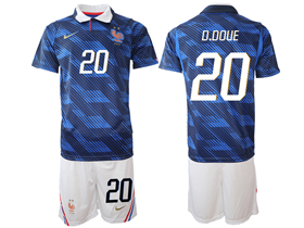 France 2026 Home Blue Soccer Jersey with #20 D.Doué Printing