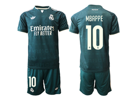 Real Madrid CF 2026/27 Away Dark Green Soccer Jersey with #10 Mbappé Printing