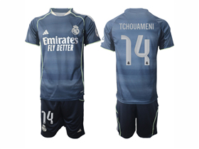 Real Madrid CF 2025/26 Away Navy Soccer Jersey with #14 Tchouameni Printing