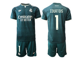 Real Madrid CF 2026/27 Away Dark Green Soccer Jersey with #1 Courtois Printing