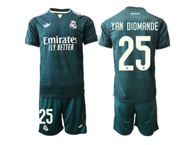 Real Madrid CF 2026/27 Away Dark Green Soccer Jersey with #25 Yan Diomande Printing