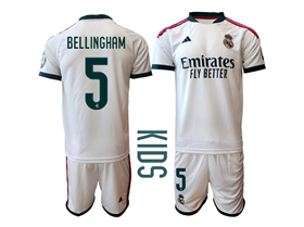 Real Madrid CF 2026/27 Home Youth White Soccer Jersey with #5 Bellingham Printing