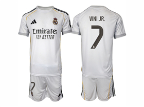 Real Madrid CF 2025/26 Home White Soccer Jersey with #7 Vini Jr. Printing