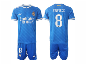 Real Madrid CF 2025/26 Third Blue Soccer Jersey with #8 Valverde Printing