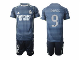 Real Madrid CF 2025/26 Away Navy Soccer Jersey with #9 Endrick Printing