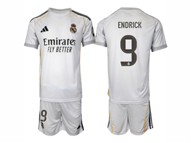 Real Madrid CF 2025/26 Home White Soccer Jersey with #9 Endrick Printing