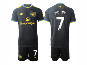 Manchester United F.C. 2025/26 3rd Black Soccer Jersey with #7 Mount Printing