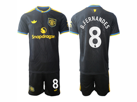 Manchester United F.C. 2025/26 3rd Black Soccer Jersey with #8 B.Fernandes Printing