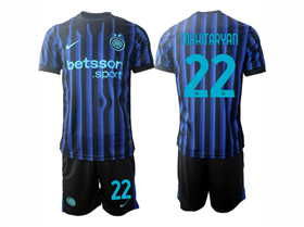 Inter Milan 2025/26 Home Blue/Black Soccer Jersey with #22 Mkhitaryan Printing