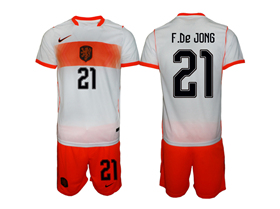 Netherlands 2026 Away White Soccer Jersey with #21 F.de Jong Printing