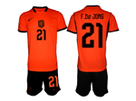 Netherlands 2026 Home Orange Soccer Jersey with #21 F.de Jong Printing