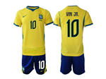 Brazil 2026 Home Gold Soccer Jersey with #10 Vini Jr Printing