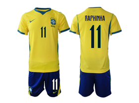 Brazil 2026 Home Gold Soccer Jersey with #11 Raphinha Printing