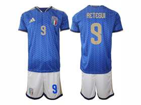 Italy 2026 Home Blue Soccer Jersey with #9 Retegui Printing