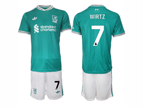 Liverpool F.C. 2025/26 Third Green Soccer Jersey with #7 Wirtz Printing