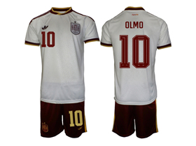 Spain 2026 Away White Soccer Jersey with #10 Olmo Printing