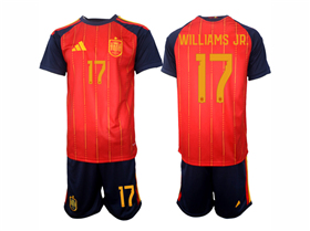 Spain 2026 Home Red Soccer Jersey with #17 Williams Jr Printing