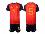 Spain 2026 Home Red Soccer Jersey with #5 Huijsen Printing