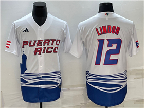 Puerto Rico Baseball #12 Francisco Lindor White 2023 World Baseball Classic Jersey