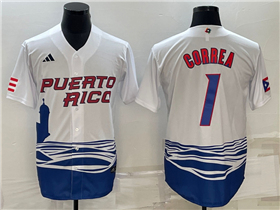 Puerto Rico Baseball #1 Carlos Correa White 2023 World Baseball Classic Jersey