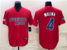 Puerto Rico Baseball #4 Yadier Molina Red 2023 World Baseball Classic Jersey