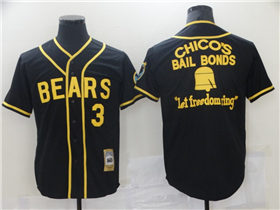 The Bad News Bears #3 Kelly Leak Black Chico's Bail Bonds Movie Baseball Jersey